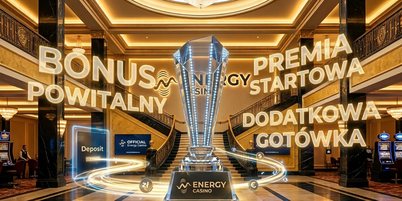 Banner z ofertą powitalną Energy Casino — 100% do €/$200 i 400 darmowych spinów
